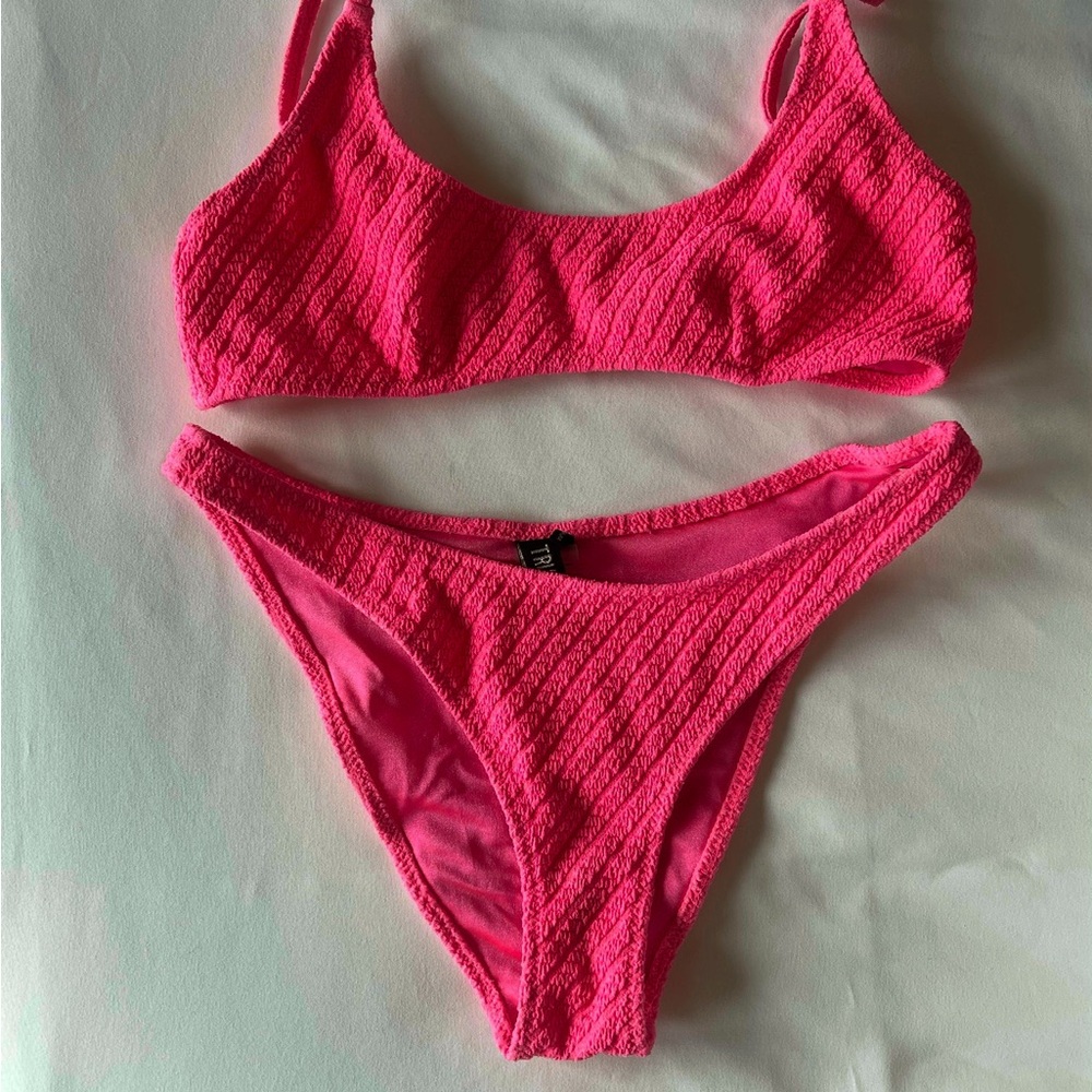 Vibrant Pink Textured Bikini Set